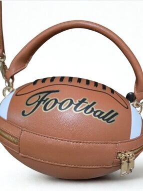 Football-Shaped Crossbody Bag in Brown - Women Bags NWT